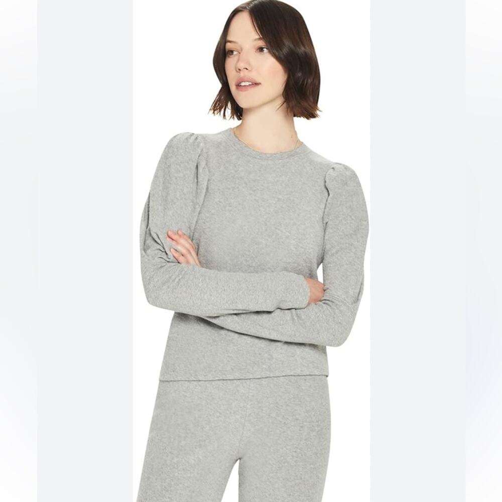 Goldie French Terry Grey Long Puff Sleeve  Sweater Top Size XS